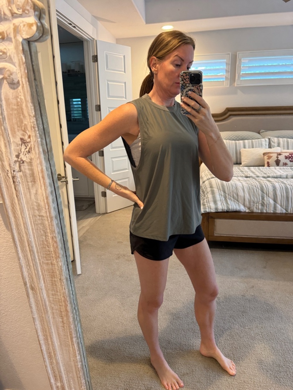Lululemon All Yours Mesh Tank Top Sleeveless Olive Green Tank Top - Women